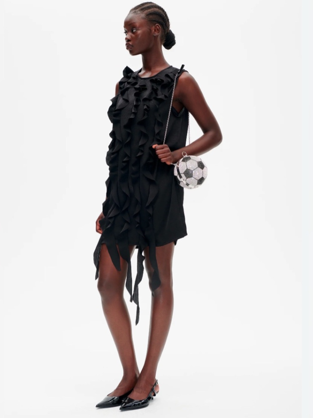 Baum Und Pferdgarten Asda Ruffled Black Sleeveless Mini Dress